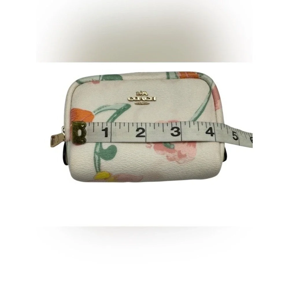 Coach Dreamy Land Floral Mini Boxy Cosmetic Case Makeup Bag Cream